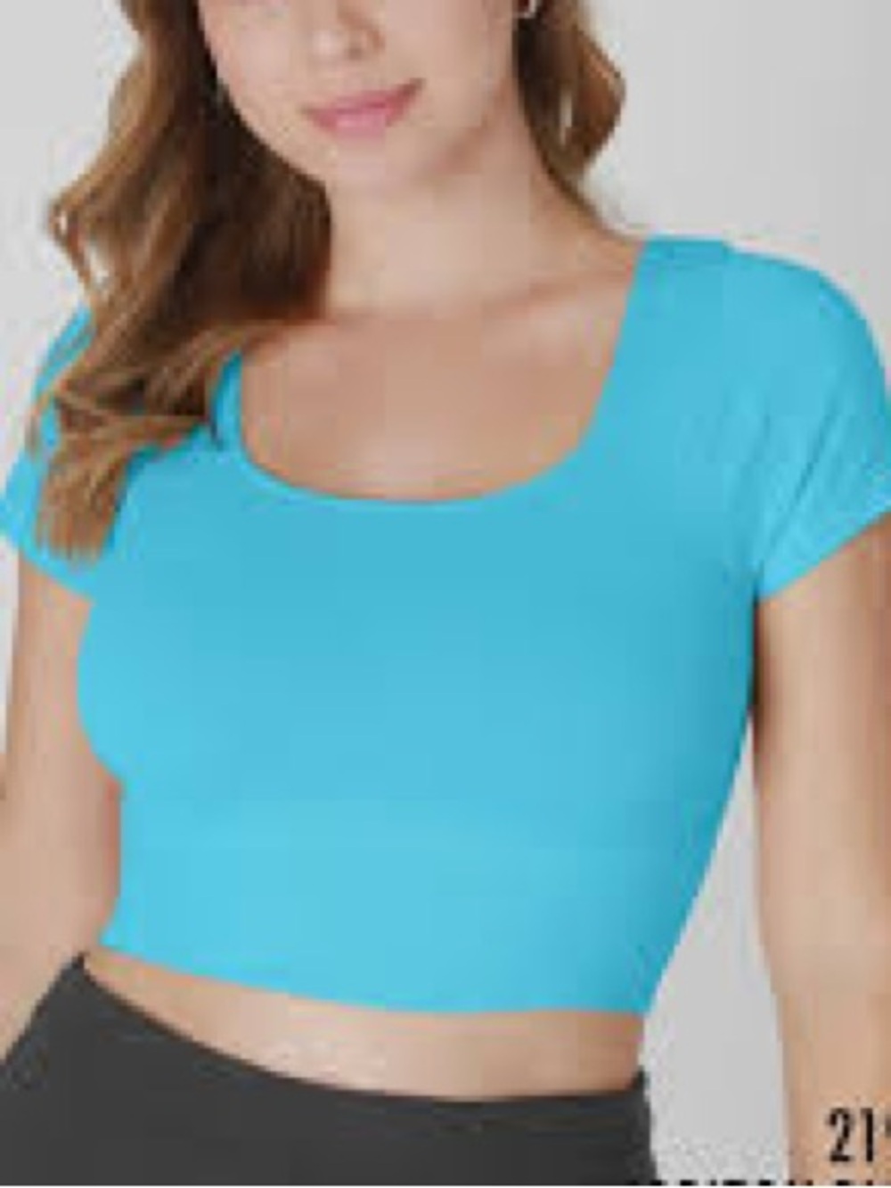 Sugar lips Women’s Scoop Neck Crop Top in Bright Turquoise